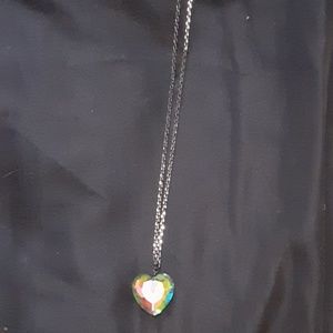 Hot Topic long heart shaped necklace multicolored